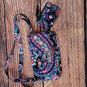 Vera Bradley Paisley Crossbody Purse with matching mini wallet
